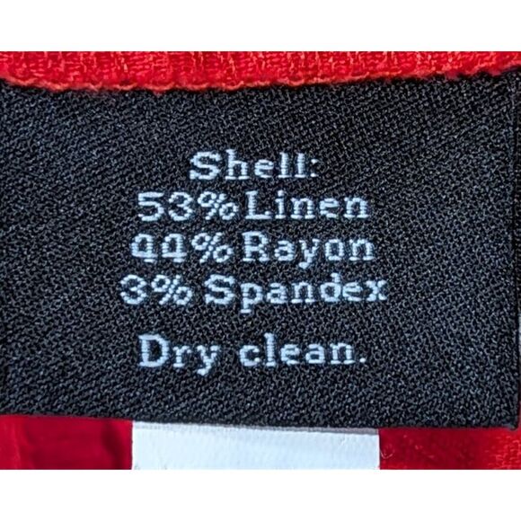 Rock & Republic Womens Blazer Red Studded Linen Blend Open Front Size 12 - Picture 3 of 6